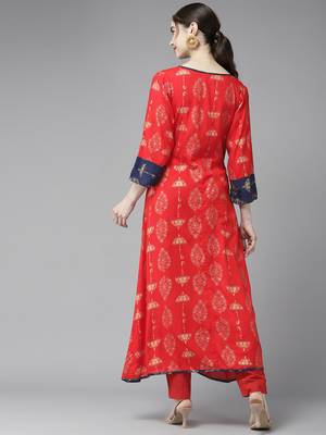 Red printed cotton ethnic-kurtis 4