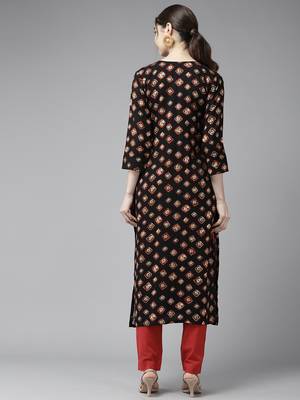 Black embroidered cotton ethnic-kurtis 5