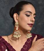 Red Gold Tone Kundan Earrings