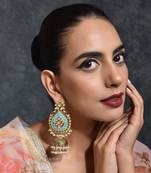 Blue Gold Tone Kundan Earrings
