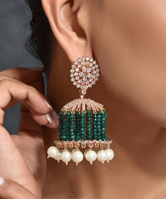 Geen Gold Tone Kundan Jhumki Earrings With Pearls 3