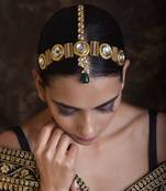 Green Gold Tone Polki Matha Patti