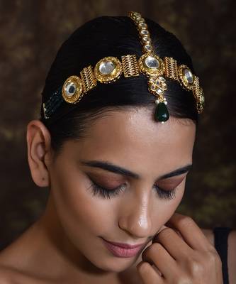 Green Gold Tone Polki Matha Patti 2