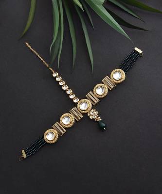 Green Gold Tone Polki Matha Patti 4