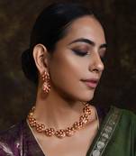 Red Gold Tone Meena Necklace Set