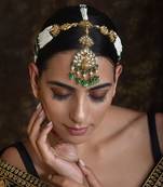 Green Gold Tone Kundan Pearl Matha Patti