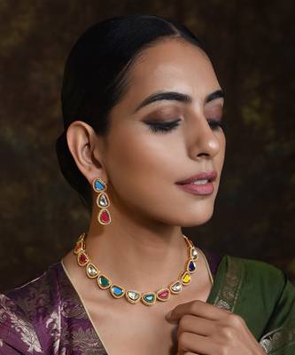 Multicolour Gold Tone  Necklace Set 1