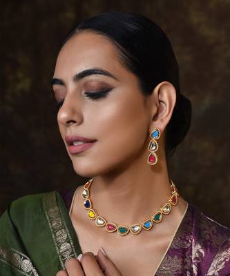 Multicolour Gold Tone  Necklace Set 2
