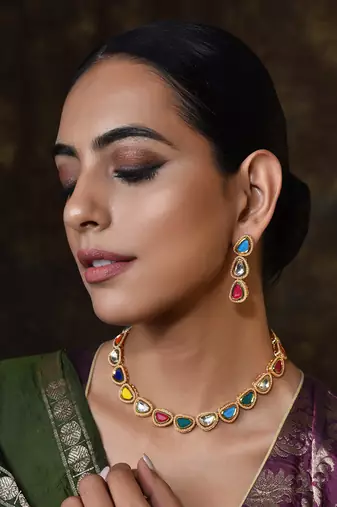 Multicolour Gold Tone  Necklace Set