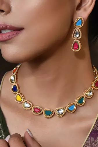Multicolour Gold Tone  Necklace Set