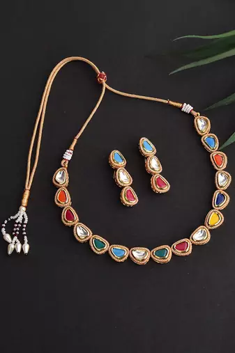 Multicolour Gold Tone  Necklace Set
