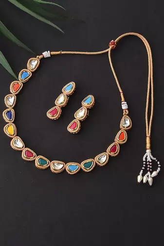 Multicolour Gold Tone  Necklace Set