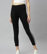 Black printed cotton leggings
