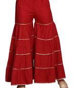Maroon embroidered cotton trousers