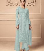 Sky Blue Net Straight Suit