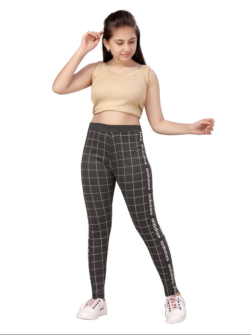 Grey printed cotton leggings