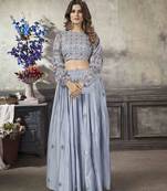 Girlish Sky Blue Colour Top And Skirt Combo For Classy Party Looks