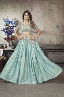Girlish Sea Green Colour Top And Skirt Combo For Classy Party Looks