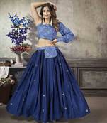 Girlish Royal Blue Colour Top And Skirt Combo For Classy Party Looks