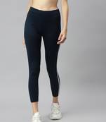 Navy-blue printed cotton leggings
