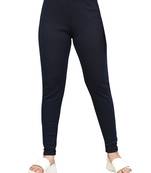 Navy-blue printed cotton leggings
