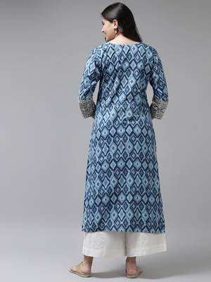 Blue printed cotton ethnic-kurtis 4