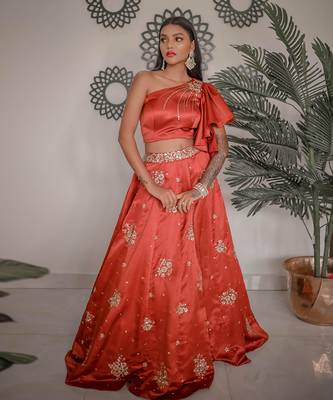 Warm Orange Lehenga Set 5