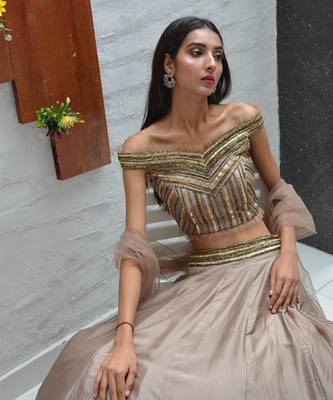 Taupe Symmetry Lehenga Set 1
