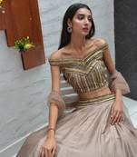 Taupe Symmetry Lehenga Set