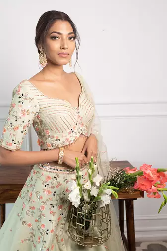 Brassica Mint Lehenga
