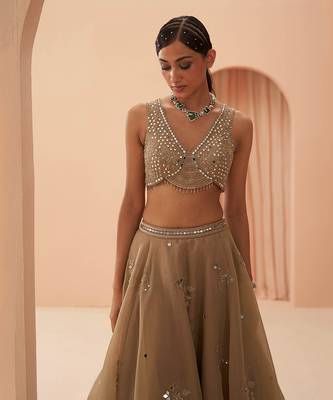 Gold Flake Mirror Lehenga 3