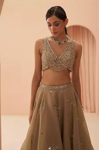 Gold Flake Mirror Lehenga