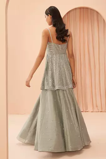 Mint Mirror Lehenga Set