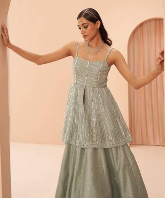 Mint Mirror Lehenga Set 6