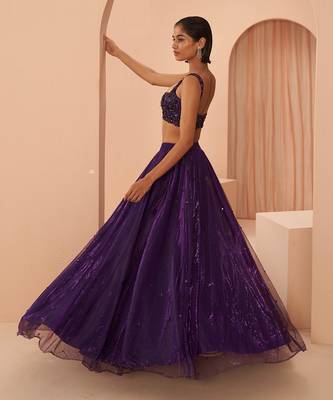 Purple Embroidered Lehenga Set 2