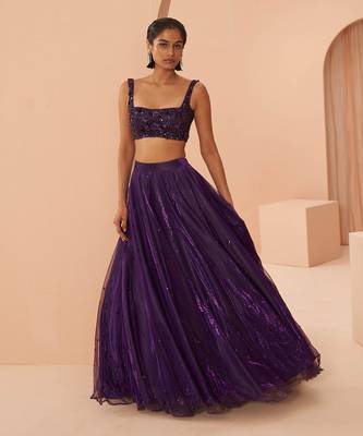 Purple Embroidered Lehenga Set 1