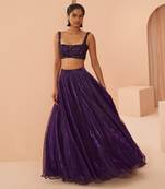 Purple Embroidered Lehenga Set