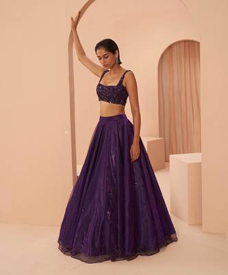 Purple Embroidered Lehenga Set 3