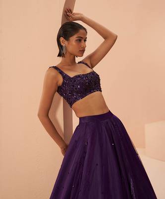 Purple Embroidered Lehenga Set 4