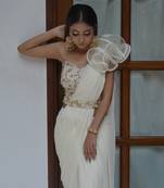 Ivory Ruffle Saree