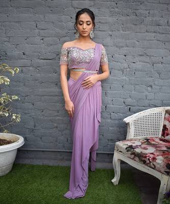 Dream Lilac Drape Saree 1