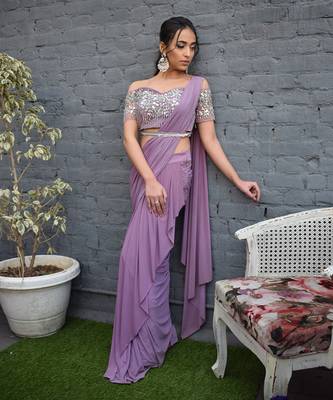 Dream Lilac Drape Saree 4