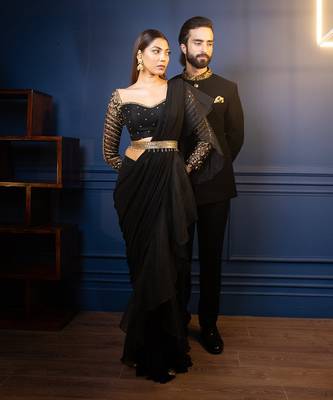 Night Tulip Ruffle Saree 2