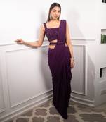 Deep Aubergine Drape Saree