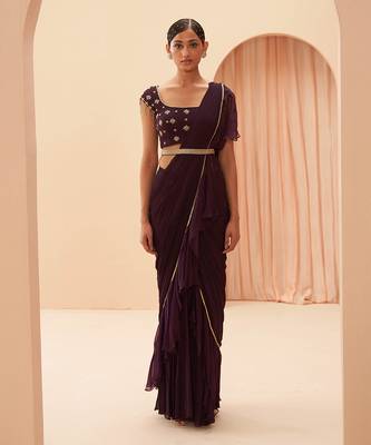 Deep Wine Saree 1