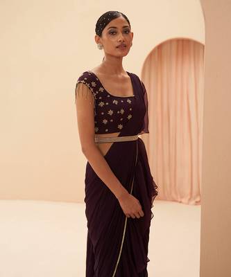 Deep Wine Saree 2