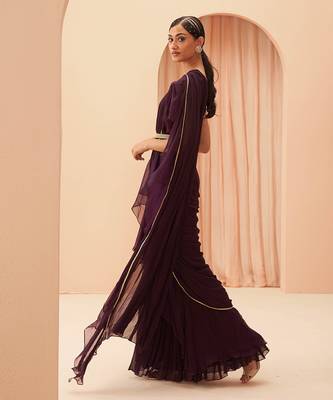 Deep Wine Saree 3