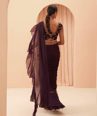 Deep Wine Saree 4