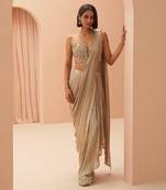 Gold Flake Pleated Saree