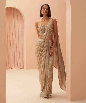 Gold Flake Pleated Saree 3